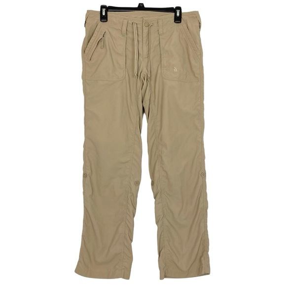 The North Face Womens Hiking Pants Size 8 Khaki Cuff Pockets Lightweight Swift - Picture 1 of 16